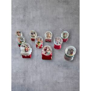 Disney JC Penney Christmas Mini Snow Globes Mickey Mouse Set of 10 2.5 in x 2 in